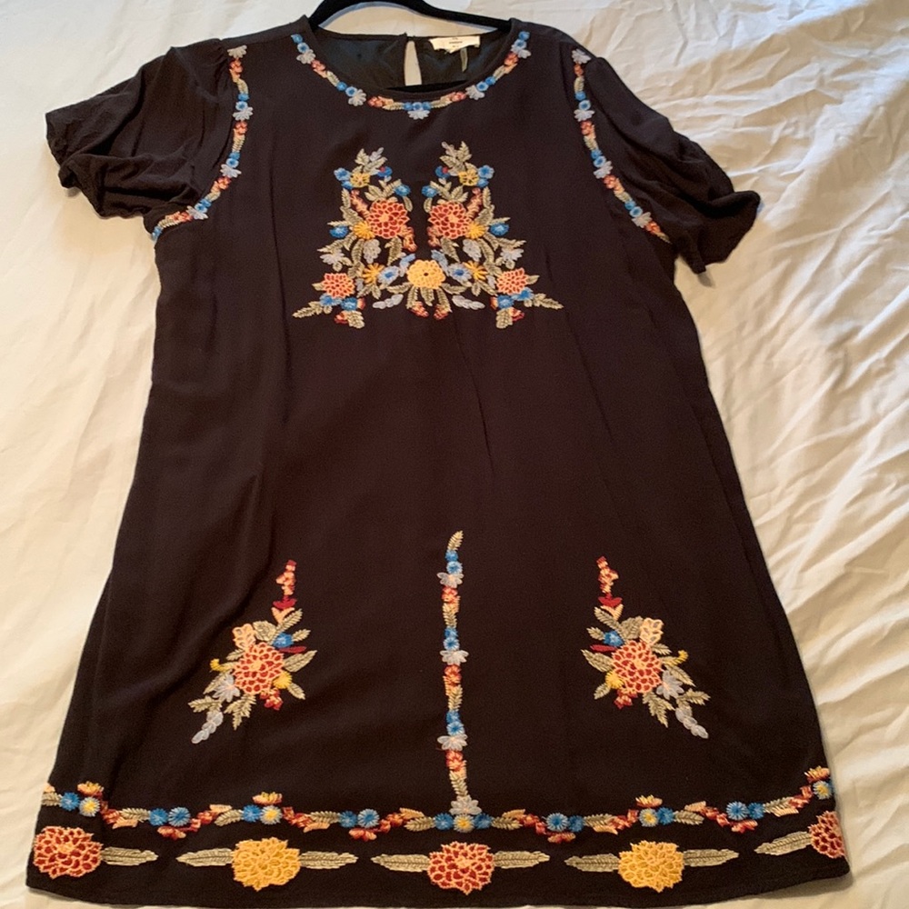 1X Entro Floral Embroidery Black Dress